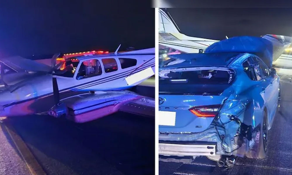 ব্যস্ত মহাসড়কে আছড়ে পড়ল প্রশিক্ষণ বিমান